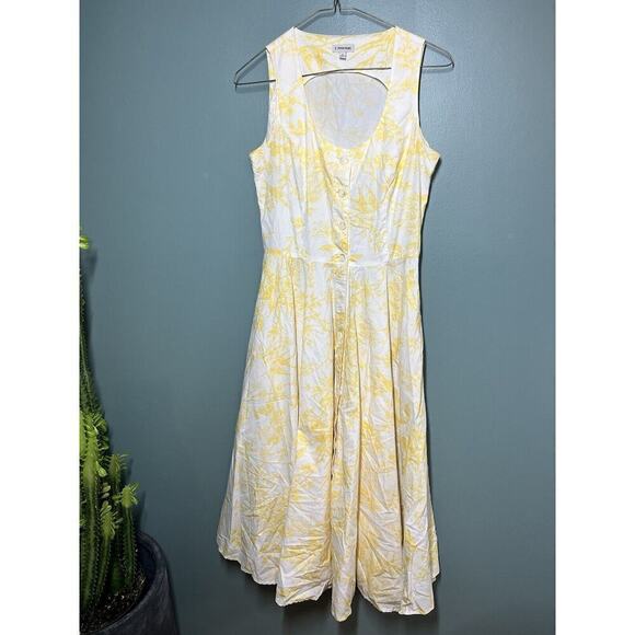 J. Peterman Dresses & Skirts - J. peterman Toile De Joey Sleeveless Yellow White Bird Novelty Bird Midi Dress 2